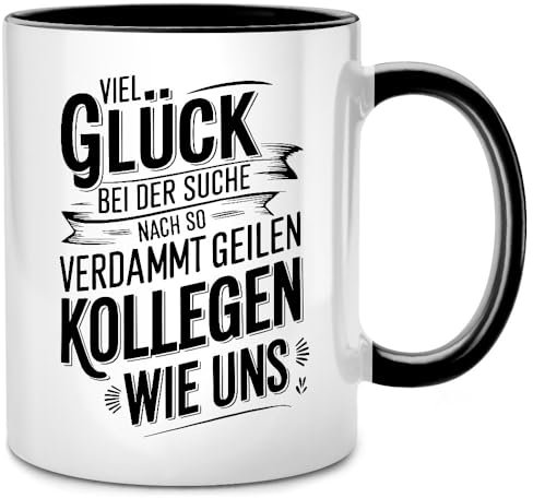 Seness Viel Glück bei der Suche nach so Kollegen Tasse mit Spruch lustig, Abschiedsgeschenk Kollegen Jobwechsel, Kollegin Abschied Geschenk, Lieblingskollegin, Rente Ruhestand Renteneintritt (Retro)