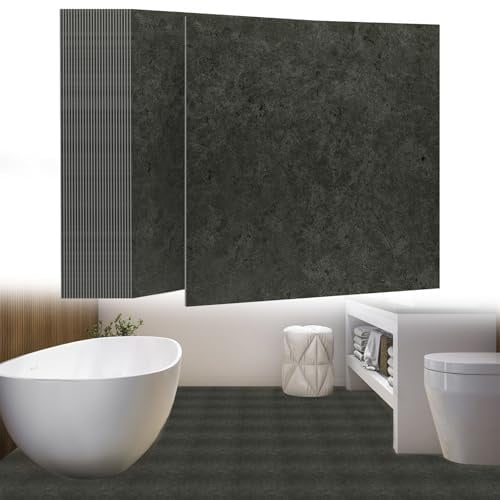 UISEBRT Selbstklebend Bodenfliesen 27 Stück 2,51m² PVC Bodenbelag Vinylboden Betonoptik Klebefliesen Meterware Fliesenoptik für Küche Bad Flur Wohnbereich 30×30cm 【Modell H】