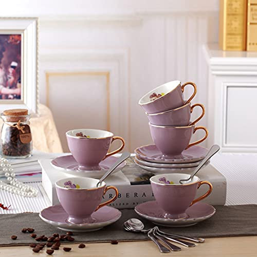 HAVVMK Teeservice für Erwachsene, Porzellan-Teeservice, Teetasse und Untertasse, Geschenkset, Britisches königliches Bone China, Tassen, Hochzeitsgeschenk, 15-teiliges Teeservice (eine FA
