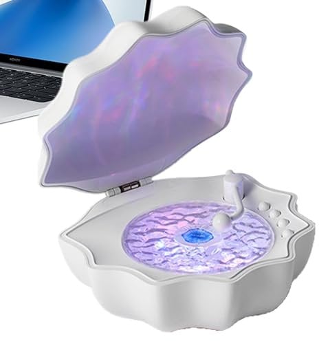 Vgvgaj Shell Light Up Speaker - Retro Themed Speaker - Wave Music Player Mood Lamp Adjustable Night Light for Bedroom Living Room
