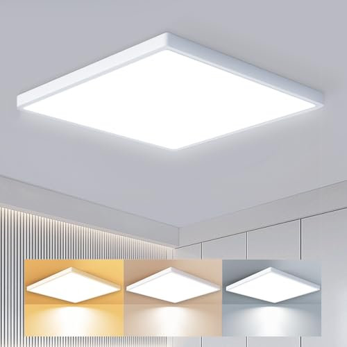 slochi 3Farben 3000/4000/6500K LED Deckenleuchte, Quadrat Deckenlampe Flach Ø22cm 18W 1800LM, Ultra Dünn LED Deckenleuchte für Schlafzimmer, Wohnzimmer, Bad, Balkon, Flur, Küche,Eingang