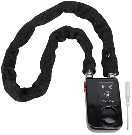 BT Kettenschloss, Schlüssellose Bluetooth APP Entriegelung, Vibrationsalarm, Diebstahlsicherung, Regensicheres Smart Schloss für Elektrofahrräder und Motorräder (BLACK)