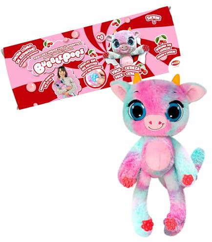 Bizak Bubble Pops, Peluches Mágicos Que multiplican su tamaño x5, Proceso emocionante y Olor a Chicle, 12 Diferentes Animales con Aroma y patitas Stem, Vaca Cereza, (64492004-11)