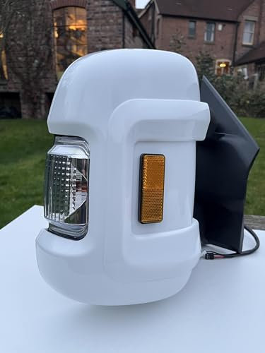 COOKENG Spiegelschutz, Schutzabdeckungen für Wohnmobil, Ducato, Boxerrelais, Langer Arm, Weiß, mit Reflektoren