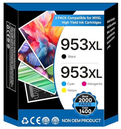 Washope 953XL 953 XL Kompatibel für HP 953 XL Kompatibel für HP Officejet Pro 7740 8720 7720 8710 8725 8730 8715 8725 7730 8210 8715 8218 8719 8710 8740. (Packung mit 4 Patronen)