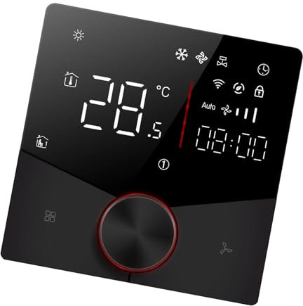 Controlador de Temperatura del Aire Acondicionado de 2 Tubos, Termostato de CA de Control de Tubo de Control 5 y 2 Pantalla Digital Programable para el Hotel Nacional (Black)