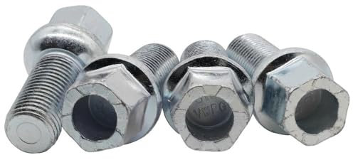 BASPHHH Felgenschraube Kompatibel mit VW für Polo 9N 2002-2009 Auto-Radschrauben silbernes Stahlrad 14 mm x 1,5, WHT002437