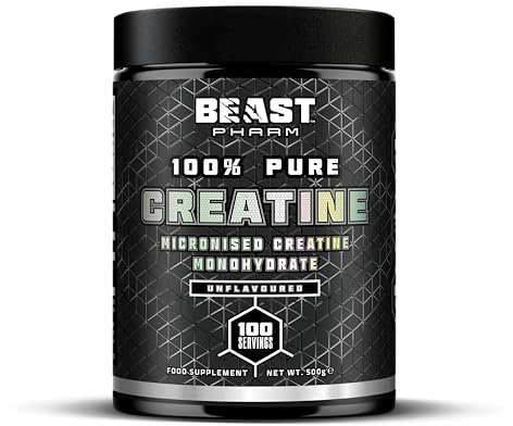 Beast | Creatine Monohydrate Powder 100 Servings (500G) 100% Pure Micronised Creatine Powder | Unflavoured