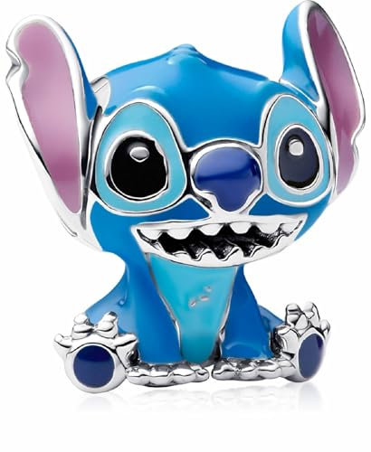 MSPOVOF Blauer Alien-Hund Charms, S925 Sterling Silber Bead, für Armbänder und Halsketten, für Frauen Schmuck Geschenk