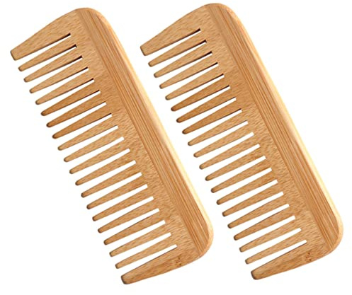 WEKADRIN 2pezzi Pettini Legno Antistatici Larga Dente Per Donna e Bambina Pettine Comodo Per Sciogliere Nodi e La Circolazione Del Capelluto