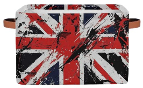 Mexpekil Storage Boxes for Shelves with Handle Collapsible Cube Storage Baskets Uk Flag Fabric Shelf Baskets Toy Storage Organiser for Home Nursery 1PC