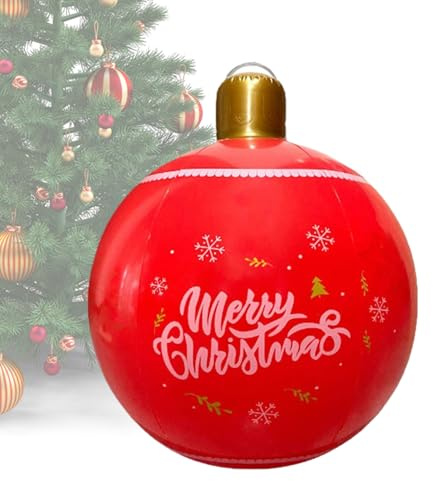 Große aufblasbare Weihnachtsschmuck – 50 cm PVC-Weihnachtskugel aufblasbar | wasserdichte Rasenornamente Heimdekoration für Party, Hof, Balkon, Geschäft, Garten, Terrasse, Schule