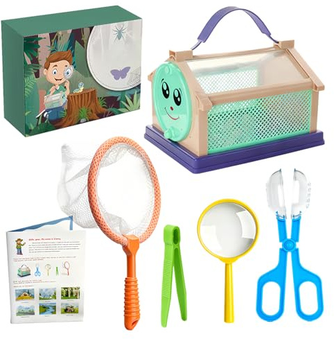 Kit Cattura Lombrichi - Giocattolo Esploratore Della Natura All'Aperto | Kit Per Catturare Lombrichi Con Rete Da Raccolta, Pinzetta E Lente D'Ingrandimento - Per Estate, Natura, Giardino E Parco Per B
