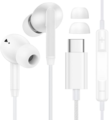 USB C Wired Earbuds with Mic USB C Headphones Wired Type C Cable Ear Phones Typ-C Ear Bud Plug for iPhone 17 Pro Max/17 Air/16e/16 Pro Max/16 Plus,Google Pixel 10 9 Pro XL,Samsung A16/A56/S25/S24/S23