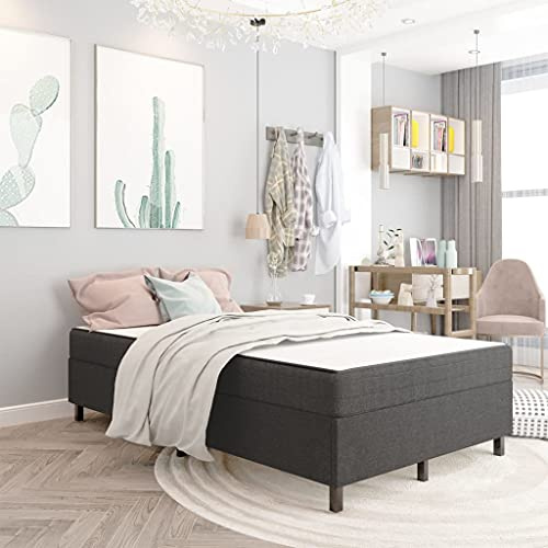 Owoxanthellate Boxspringbett 120x200 cm ohne Kopfteil Grau Robustes Bettgestell aus Stoff MDF und Metall Modernes Design für Schlafzimmer Gästezimmer Jugendzimmer