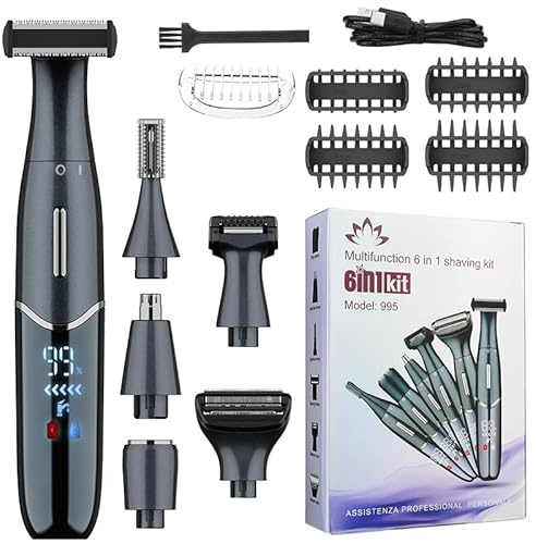 Rasierer Damen 6-in-1 Gesichtsrasierer Frauen, Bikini Trimmer Damen | Elektrischer Rasierer damen für trockene/nasse Anwendung am gesamten Körper, 6 Aufsätze, Type-C-Aufladung