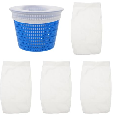 JOINPAYA Poolskimmerkorb Satz mit Feinmaschigem Filterkorb und Filter Socken für Eingelassene Pools UV Beständiger Schmutzfangkorb in Blau zur Oberflächenreinigung und Pumpenentlastung