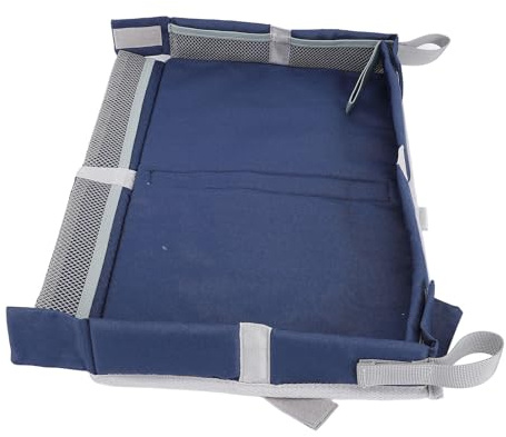 KKPLZZ Foldable Travel Tray Cover, Multifunctional Airplane Tray Organizer for Kids and Adults, with Premium Polyester Material for Planes Trains (Dark Blue)