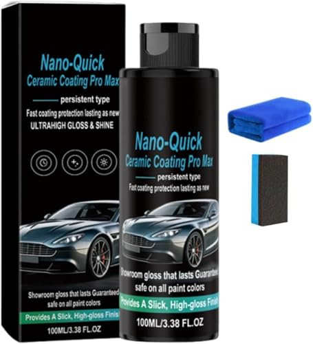 High-Gloss Hydrophobic Nano Ceramic Coating Spray, Waterless Wash & Quick Effect Coating Agent, Easy Spray-On Car Nano Coating for Car, Instant Shine & Protection (1Pcs)