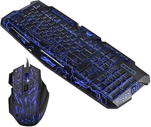 AIEIJJH Tastiera USB Cablata per Gaming e Mouse Combo Luci LED Che Cambiano Colore Effetto Screpolato Mouse da Gioco 7 Pulsanti Tastiera Impermeabile Antipolvere per PC