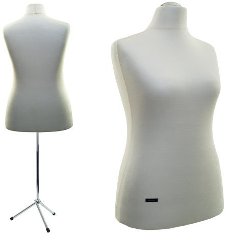 LUCCESI | Schneiderpuppe | zum Probierpreis! | Größen S - XL (Female ♀) | Torso Size: XL (44-46) | Wechselbezug Creme-Weiss | Metall- / Chrom-Dreibein | Damen - Schaufensterpuppe