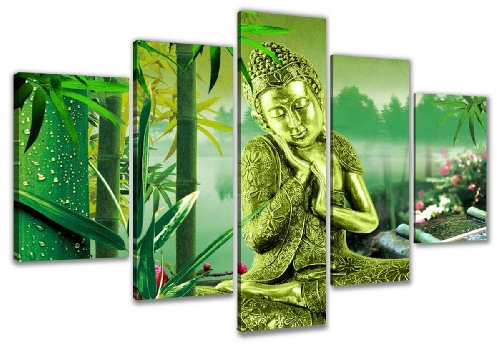 Visario 5521 Bilder auf Leinwand Bild 160 x 80 cm Buddha fünfteilig