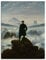 ARTland Wanddeko Leinwand Bilder Wandbild 90x120 cm Wandern Berge Wald Wolken Nebel Der Wanderer über dem Nebelmeer 1818 Romantik Caspar David Friedrich T6QN