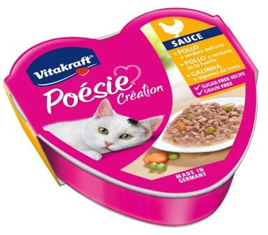 Vitakraft - Poésie Creation Weide, Nassfutter für Katzen in Sauce, Sorte Huhn und Gemüse aus dem Garten - 85 g