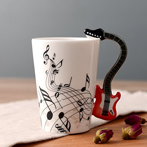 Beddingleer Tazza musicale fatta a mano in ceramica smaltata, in confezione regalo, stile 04 (@5)