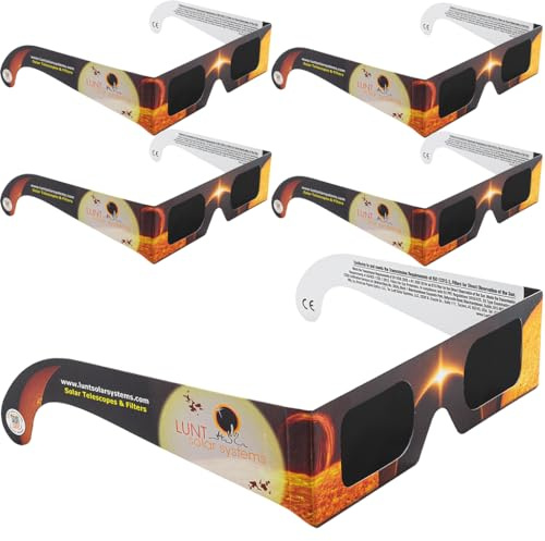 5-pack premium ISO- och CE-certifierade Lunt solförmörkelseglas