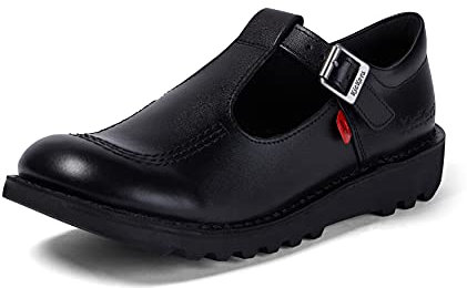 Kickers Girl's Kick T-Bar Black Shoes, 4 UK
