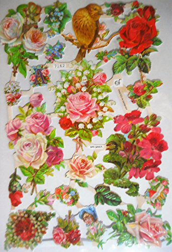 Glanzbilder Blume Vogel EF 7162 Oblate Posiebilder Scrapbook Deko GWI 507