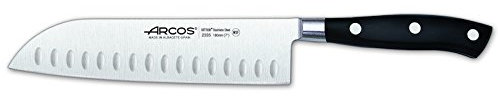 Arcos Serie Riviera - Cuchillo Santoku Cuchillo Asiático - Hoja de Acero Inoxidable Forjado NITRUM 180 mm - Mango de Polyoxymethylene (POM) Color Negro