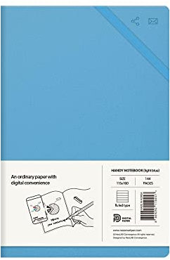 Neo Smartpen NeoLab N Handliches Leder-Notizbuch, 150 linierte Seiten mit Ncode, Hellblau