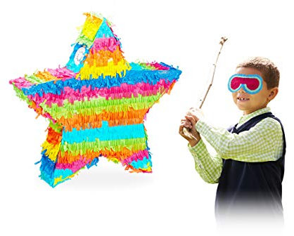Relaxdays 10025174 Pinata Stern, zum Aufhängen, für Kinder, Mädchen & Jungs, Geburtstag, zum selbst Befüllen, Piñata, bunt