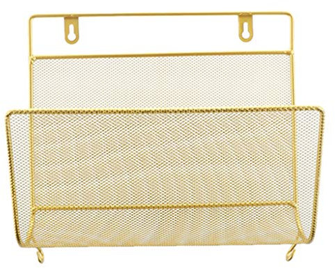 LOVIVER Porte-revues En Fil De Fer, Panier De Journaux, Organisateur De Rangement Pour Porte-étagère Mural, Montage Mural - d'or