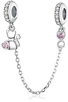 Ciondolo in argento sterling 925 con perline in materiali sicuri, per braccialetti Pandora da donna, stile europeo. e 925, colore: Simpatici ciondoli a forma di gatto., cod. YS-C011
