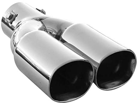 Doppel Endrohr Auspuff Blende Auspuffrohr Edelstahl Chrom Auspuffendrohr Universell Schalldampf Endstück Endrohrblende Sportauspuff Optik Tuning