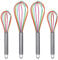 Webake Juego de 4 Varilla para Batir de Silicona Batidora de Cocina Batidor de Huevo de Acero Inoxidable para Cocinar y Batir Hornear en Colorida Longitud 25,5 cm (grande) 22 cm (pequeño)