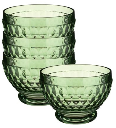 Villeroy & Boch Boston Coloured Dessertschalen Green 4er Set, 250 ml, Schale aus Kristallglas für Obst und Snacks, Spülmaschinengeeignet, Grün