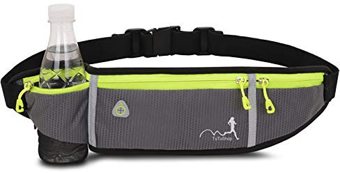 TuTuShop leichter Laufgürtel, leicht, verstellbar, mit elastischem Band, Laufhüfttasche, Handytasche, Zubehör für iPhone, Samsung, Laufgürtel & Workout-Bauchtasche für Herren/Damen, Grau