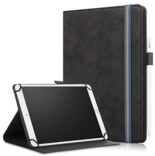 XTstore Universal Hülle für 9-11 Tablet, Flip Cover Case Schutzhülle für Fire HD 10,Galaxy Tab A6 10.1/Tab E 9.6, Huawei MediaPad T3 T5/M5 Lite 10, iPad 2018,Lenovo TB-X103F/Tab4 10, Schwarz
