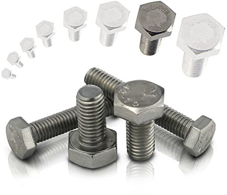 PROTECH 5 Stück Sechskantschrauben M12 Edelstahl M12x30 Gewindeschrauben rostfreier A2 Vollgewindeschrauben Sechskant Schraube V2A DIN933