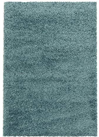 Teppium Moderner Hochflor Teppich Läufer Flur 80x150 cm Aqua Blau - Shaggy Flauschiger Teppich, Extra Weich, Pflegeleicht - Ideal als Bettvorleger Schlafzimmer, Küchenläufer, Wohnzimmerteppich