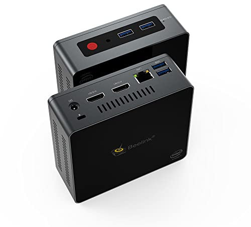 Beelink Mini PC GK Mini Intel Processor J4125, 8G LPDDR4/128G SSD Mini Computer, 2.4G/5G Dual WiFi, Dual HDMI Ports, Gigabit Ethernet, Mini Desktop PC
