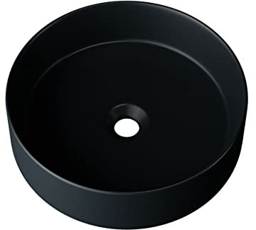 Waschbecken24 | Premium Waschbecken mit Lotus-Effekt für das Badezimmer und Gäste-WC (35x35x11cm, Schwarz Matt / A546SM)