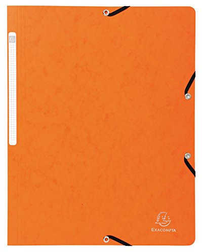 Exacompta - Réf. 5564E - Carton de 25 chemises à élastiques sans rabat - pochettes en carte lustrée 400 g/m2 - dimensions 24 x 32 cm pour documents au format A4 - couleur orange