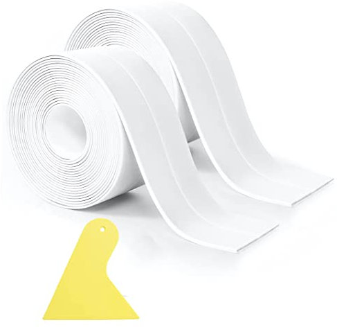 2 Rolls Caulk Strip Sealant Tape Waterproof Self Adhesive 1.5 x 21ft(38mm X 3.2M) for Decorating Kitchen, Bathroom, Bathtub, Toilet, Wall, Floor White