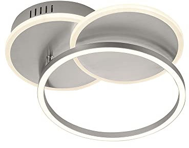 SellTec LED Deckenlampe rund, Stahl silber, 42x34cm Deckenleuchte | Farbtemperatur warmweiss | moderne Rahmenleuchte für Wohnzimmer, Schlafzimmer & Küche……