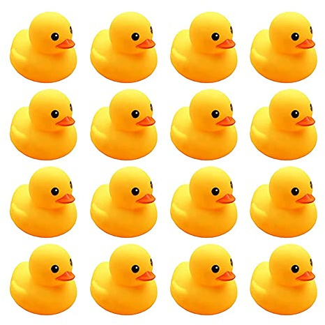 Bath Duck Toys 16 Pcs Yellow Rubber Ducks Squeak and Float Duckies Baby Shower Toy Party Decoration for Toddlers Boys Girls